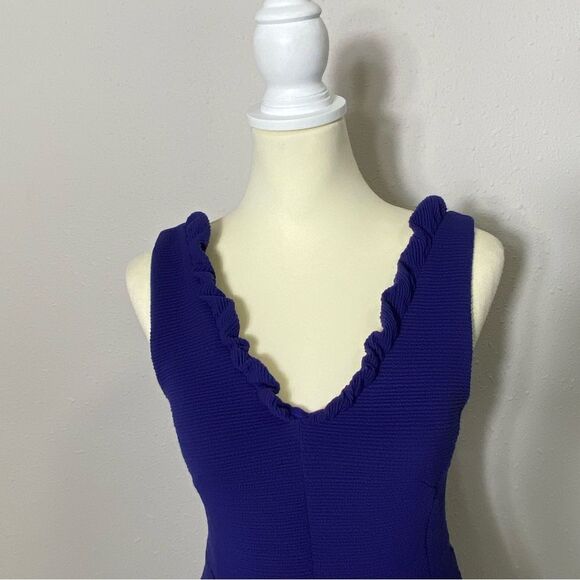 Anthroplogie Maeve Blue Ottoman Sleeveless Ruffle Sheath Dress Womens Size Small - Picture 13 of 16